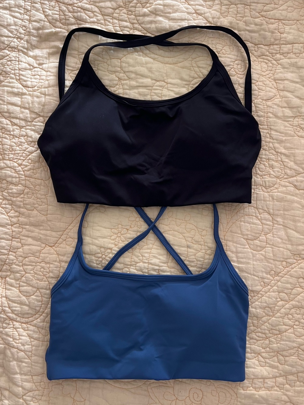 Women’s Everyday Strappy Sports Bra — Black and Blue